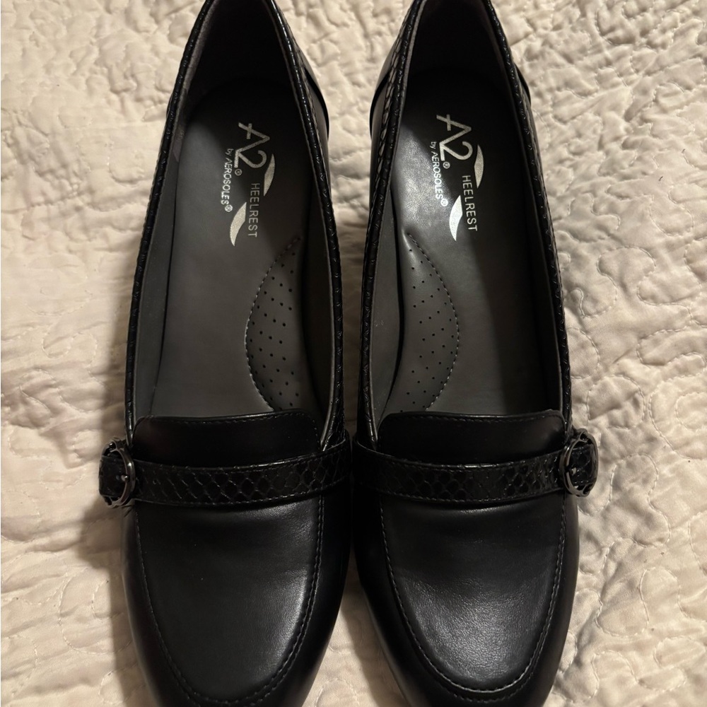 A2 by Aerosoles Women's Heeled Black Loafers New!